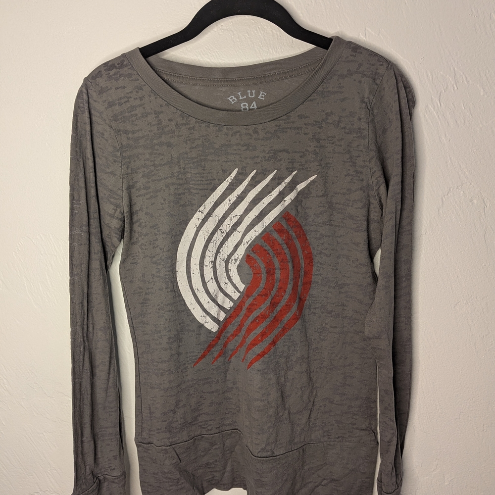 Blue 84 Gray Graphic Tee Portland Trailblazers